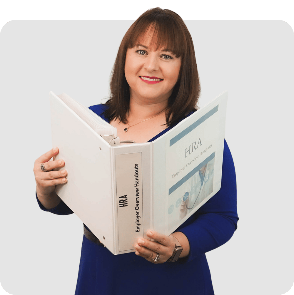 A woman reading an HRA book