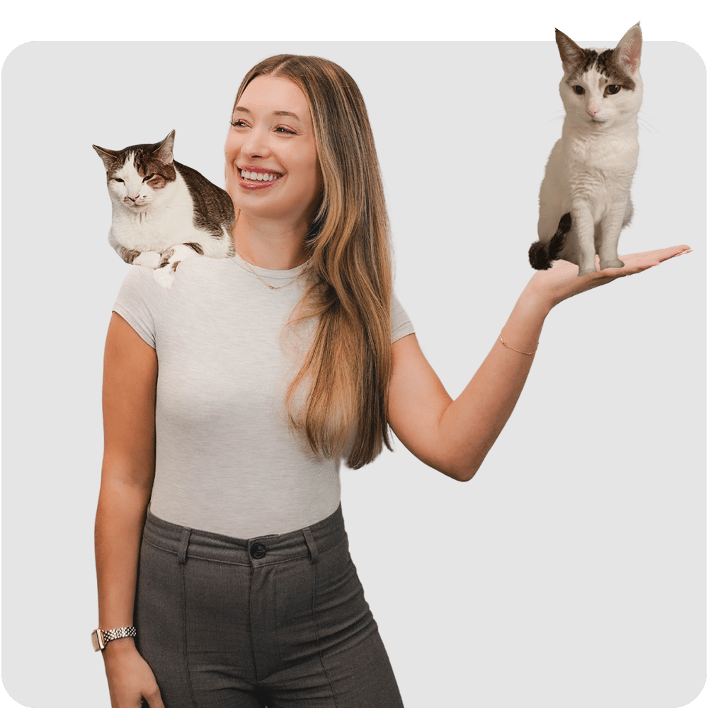 Haley Werkmeister holding two cats